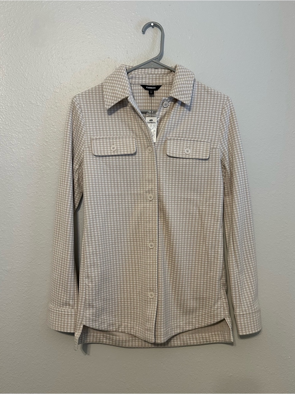 Express Women's Beige Houndstooth Utility Jacket